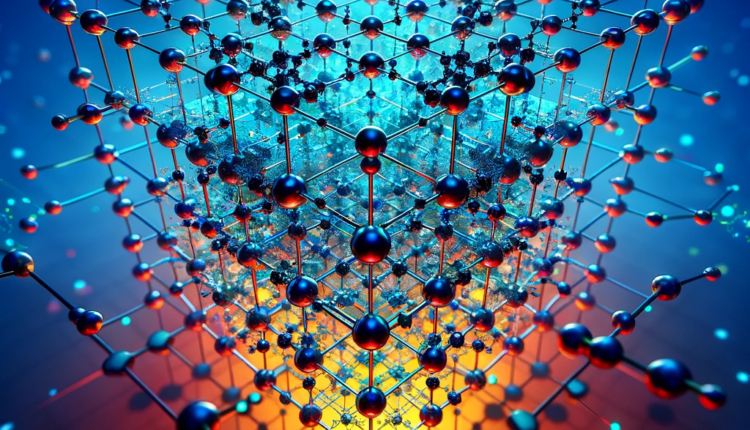 Concept of compound semiconductors, highlighting an abstract, magnified view of a semiconductor material's lattice structure.