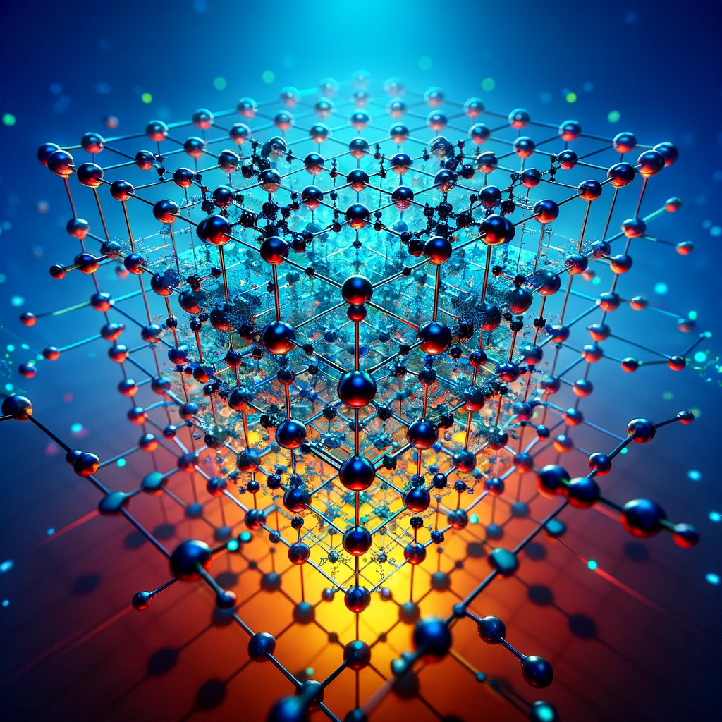 Concept of compound semiconductors, highlighting an abstract, magnified view of a semiconductor material's lattice structure.